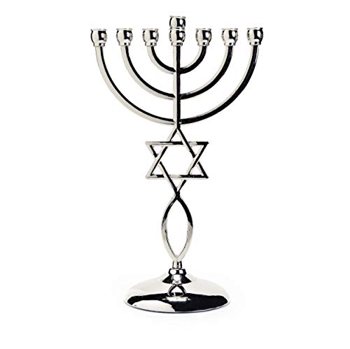 Ananadashop Kerzenhalter Silber Stern David Judaica 7 Zweige israelische Menorah Hanukka von Ananadashop