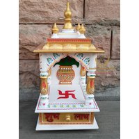 Holz Tempel Mandir Handgefertigte Hindu Pooja Ghar Mandap Für Anbetung Schöne Handgemalte Home Office Und Wand Dekor Kunst von AnandArtAndCraft