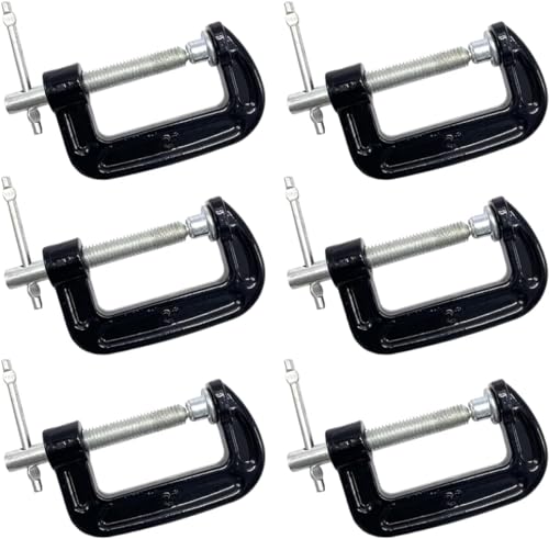 2-Zoll-C-Klemmen-Satz, Hochbelastbare Stahl-C-Klemme Industrielle Stärke C-Klammern für Holzbearbeitung, Schweißen und Bauwesen (6PCs) von Anano