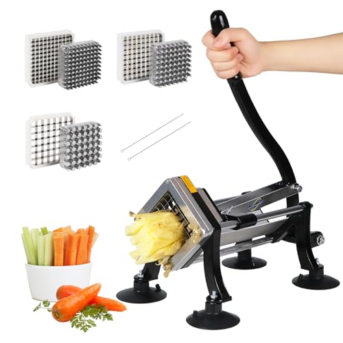 Anatole Pommesschneider Kartoffelschneider Professioneller mit 8mm 10mm 12mm Klingen aus Edelstahl Pommes Frites Schneider Manuell Gemüseschneider Zwiebelschneider Kommerziell von Anatole