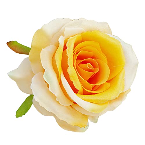 Anawakia 10 Stück Künstliche Blumenköpfe Blütenköpfe Kunst Blumen Rosen Köpfe Rosen Künstliche Blume Rosen Blumen Kunstrose Rosenköpfe Hochzeit Party Dekoration 9 cm (Gelb) von Anawakia