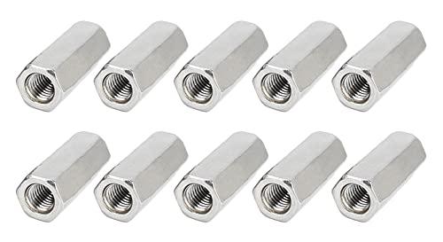 Anawakia 10 Stück M5 Kupplungsmuttern lang Schaft Hex Mutter Mutter Gewinde Rechts Hex Gewindestange Bar Stud Studding Edelstahl (M5 x 20 mm) von Anawakia