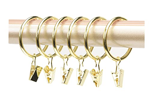 Anawakia 10 Vorhangringe mit Klammern aus Metall für Vorhänge, Clips, Gardinen, Clips mit Ringen (Gold, Innendurchmesser 45 mm) von Anawakia