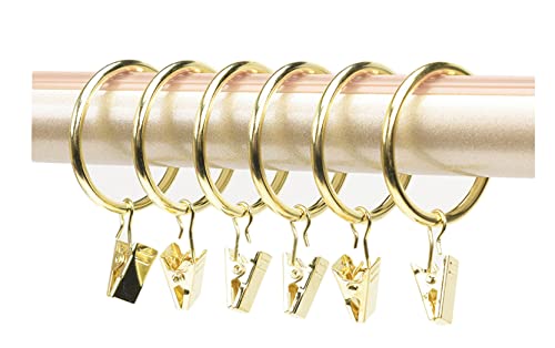 Anawakia 10 Stück Gardinenringe mit Klammern, Metall, Vorhangclips, Haken, Gardinen, Clips mit Ringen (Gold, Innendurchmesser 55 mm) von Anawakia