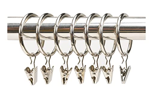 Anawakia 10 Vorhangringe mit Klammern aus Metall für Vorhänge, Clips, Gardinen, Clips mit Ringen (Silber, Innendurchmesser 50 mm) von Anawakia