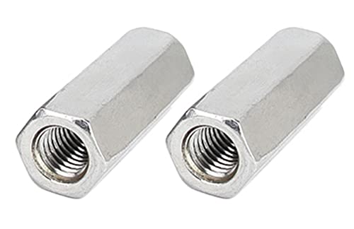 Anawakia 2 Stück M14 Kupplungsmuttern, lang, Hex-Mutter, Mutter für Rechtsgewinde, Hex, Gewindestange, Bar, Stud, Edelstahl, (M14 x 40 mm) von Anawakia