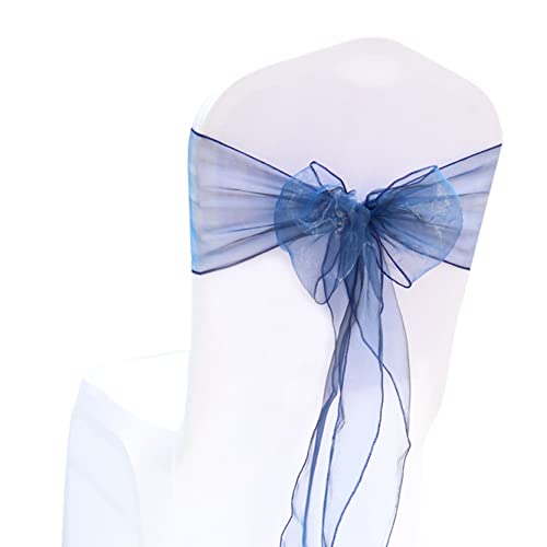 Anawakia 25 Stück Organza Stuhlschleifen Stuhl Band Schleife Organza Stuhl Band Stuhlschleifen Stuhl Schärpen für Hochzeit Bankett Geburtstagsfeier Dekoration (Navy blau) von Anawakia