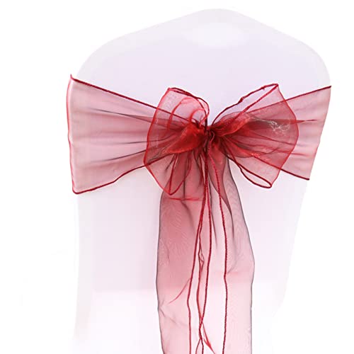 Anawakia 25 Stück Organza Stuhlschleifen Stuhl Band Schleife Organza Stuhl Band Stuhlschleifen Stuhl Schärpen für Hochzeit Bankett Geburtstagsfeier Dekoration (Rotwein) von Anawakia