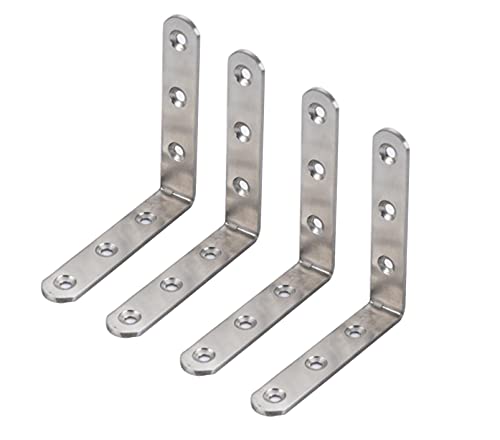Anawakia 4 Stück Winkelverbinder Edelstahl Winkel Klammern Edelstahl Eckwinkel L-förmige rechtwinklige Klammer 90 Grad Winkel Klammer (100 mm) von Anawakia