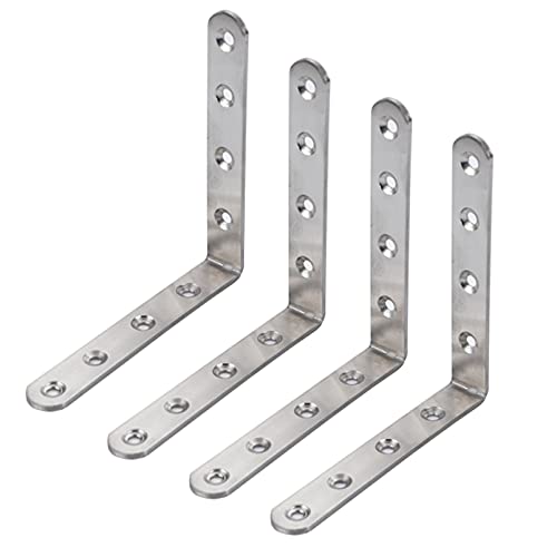 Anawakia 4 Stück Winkelverbinder Edelstahl Winkel Klammern Edelstahl Eckwinkel L-förmige rechtwinklige Klammer 90 Grad Winkel Klammer (125 mm) von Anawakia