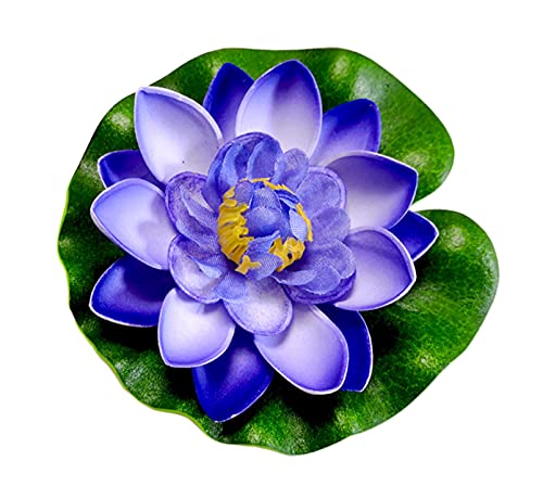 Anawakia 5 Stück Künstliche Pflanzen Teichpflanzen Lotus künstliche lotusblüte Lotusblatt Seerose künstliche Blumen Wasserlilie Schwimmend Lotusblüte Simulation Seerose 10 cm (Blau) von Anawakia
