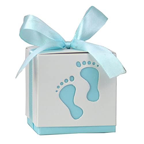 Anawakia 50 Stück Gastgeschenk Box Süßigkeit Kästen Gastgeschenk Box Neugeborene Baby Taufe Box Geschenkbox für Hochzeit Taufe (Hellblau) von Anawakia