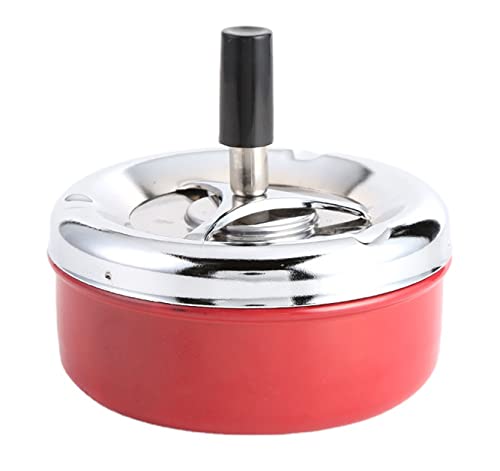 Anawakia Drehaschenbecher Windaschenbecher aus Edelstahl Große Runde Push Down Spinning Metall Aschenbecher (Rot,L 11.5 * 9cm) von Anawakia