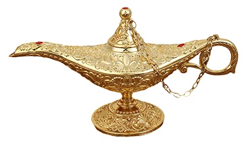 Anawakia Genie Licht Lampe Aladdin Licht Magie Genielampe Aladdins Weihrauchhalter Metall Aladdin Wunschlampe Dekoration (Gold) von Anawakia