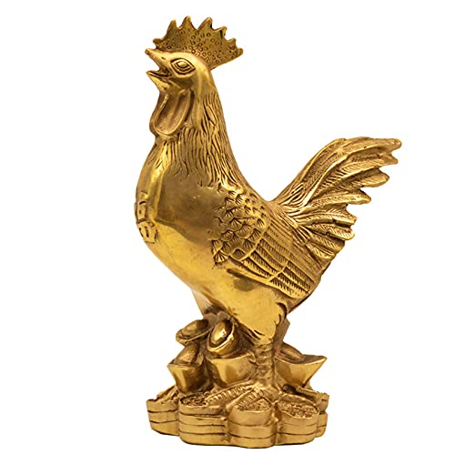 Anawakia Hahn-Statue Messing Messing Hahn Huhn Feng Shui Dekoration Bedeutung Gesundheit Reichtum Glück (M-15 cm) von Anawakia