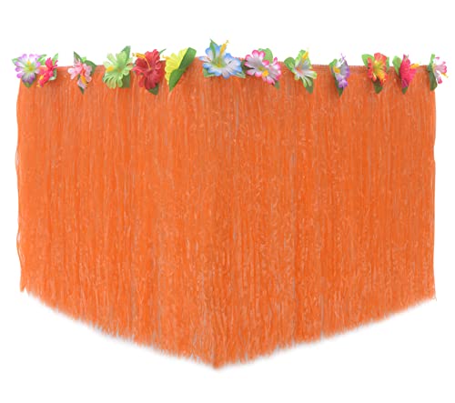 Anawakia Hawaiian Grass Tischrock Hawaii Tischröcke Hawaii Deko Party Tischdecke Hawaii Tischdeko (Orange,276 x 75cm) von Anawakia