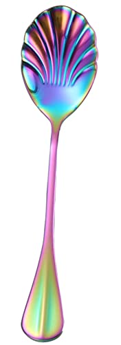 Anawakia Kreative Edelstahl Muschelform Dessertlöffel Teelöffel Teelöffel Muschel-Form Esstisch Mischlöffel Dessert Kaffee Zuckerlöffel (Farbe,2) von Anawakia