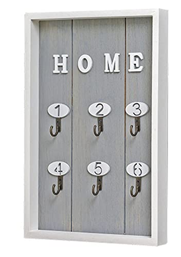 Anawakia Schlüsselbrett Holz Schlüsselhaken 6 Haken Schlüsselbrett zum Aufhängen Wand Schlüsselhalter Schlüsselbord Schlüsselleiste Schlüsselkasten Schlüssel Wandhaken (Grau) von Anawakia
