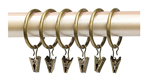 Anawakia 10 Stück Gardinenringe mit Klammern, Metall, Vorhangclips, Haken, Gardinen, Clips mit Ringen (Bronze, Innendurchmesser 55 mm) von Anawakia