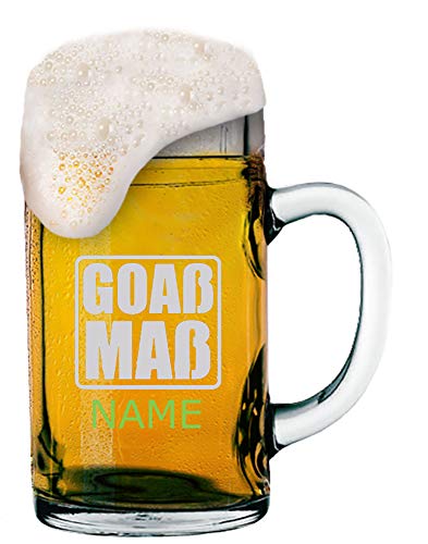 Goaßmaß Bierkrug 1 Liter mit Gravur von Logo + Namen Ihrer Wahl | individuell-gestalteter Goaßmaßkrug - MeinGlas (Motiv 05) von Anbobo