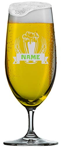 MeinGlas GmbH Pilstulpe 0,3 l Bierglas mit gratis Gravur eines Wunschnamens | Hochwertiges Marken-Bierglas von Schott Zwiesel von Anbobo