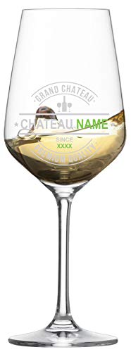 MeinGlas GmbH Weißweinglas mit Wunschname *Chateau Name* als Gravur – Edles Weißweinglas von Zwiesel Glas individuell mit Wunschtext gestalten und gravieren Lassen von Anbobo
