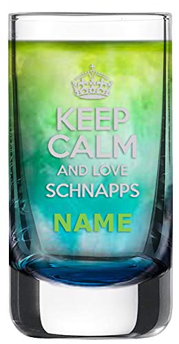 Schott Zwiesel Schnapsglas [Paris] mit individueller Gravur [Name] und [Motiv - Keep Calm and Love Schnaps] - MeinGlas von Anbobo