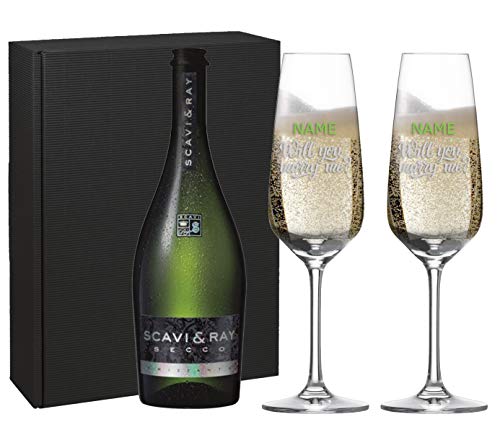 Schott Zwiesel Sektglas Set [Taste] mit individueller Gravur [Name] und [Motiv - Will You Marry Me?] - MeinGlas von Anbobo