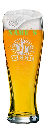 Anbobo Weizenglas mit Gravur von [Name] + Logo | 0,5 Liter Weißbierglas Bayern mit Motiv (Beer) und einem Namen Ihrer Wahl als Gravur von Anbobo