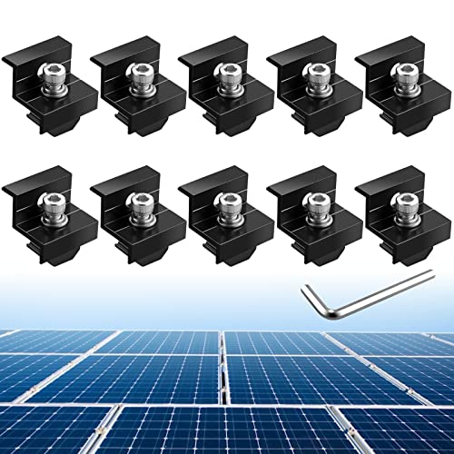 Anbte 10 Stück Endklemme Daul-Loch für Modulhöhe 30MM/35MM Aluminium Solarmodul Z-Halterung Kit PV Solarpanels Trapezblech Modulklemmen Set Solapanel Montagehalterungen (Schwarz) von Anbte