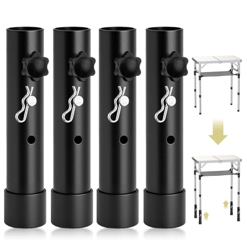 Anbte 4 Stück Klappbare Tischbeinverlängerung Schwarz mit 2 höhenverstellbare 9,2 cm/ 13,5 cm Klapptische Tischstütze für Campingtisch Sofas Möbelbeine Schreibtische (20CM) von Anbte