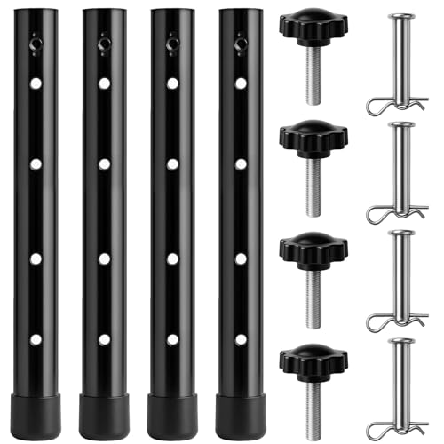 Anbte 4 Stück Klappbare Tischbeinverlängerung Schwarz mit 4 höhenverstellbare 9,2cm-33,2cm Klapptische Tischstütze für Campingtisch Sofas Möbelbeine Schreibtische (44CM) von Anbte