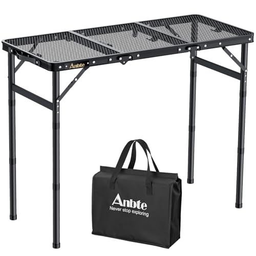 Anbte Campingtisch Klapptisch mit 3 Verstellbare Höhe Falttisch aus Aluminium 88 * 40cm Koffertisch mit Metallgitter Tischplatte Leicht und Tragbar Gartentisch Biertisch für Strand Picknick (Schwarz) Anbte Campingtisch Klapptisch mit 3 Verstellbare Höhe Falttisch aus Aluminium 88 * 40cm Koffertisch mit Metallgitter Tischplatte Leicht und Tragbar Gartentisch Biertisch für Strand Picknick (Schwarz) von Anbte