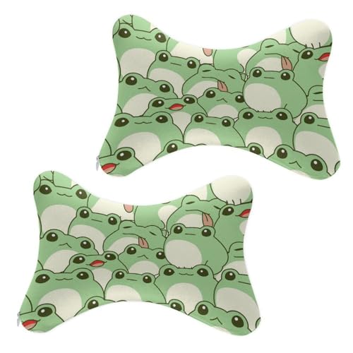 2 Stück süße Frosch Memory Foam Auto Kopfstütze Fahrzeug Sitz Nackenstütze Unterstützung Kissen Relief Pad von Anceky