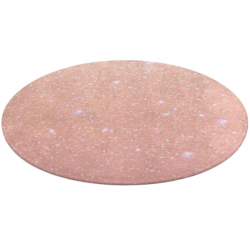 23,6 Zoll runde Teppich-Fußmatte, rutschfeste Fußmatte für den Boden, Fußmatten für die Vordertür, Teppiche, Fußmatten für den Außen- oder Innenbereich, Aufdruck: Zartrosa Galaxie mit weißen Funken, G von Anceky