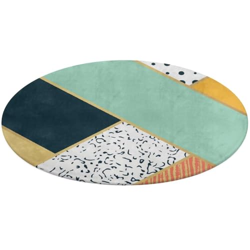 23,6 Zoll runde Teppich-Fußmatte, rutschfeste Fußmatte für den Boden, Fußmatten für die Vordertür, Teppiche, Fußmatten für den Außen- oder Innenbereich, Druck: Abstrakte Modekunst, Scrapbook, Dreieck, von Anceky