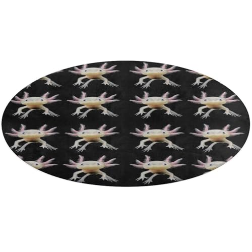 23,6 Zoll runde Teppich-Fußmatte, rutschfeste Fußmatte für den Boden, Fußmatten für die Vordertür, Teppiche, Fußmatten für den Außen- oder Innenbereich, bedruckt mit echtem schwimmenden Axolotl-Salama von Anceky