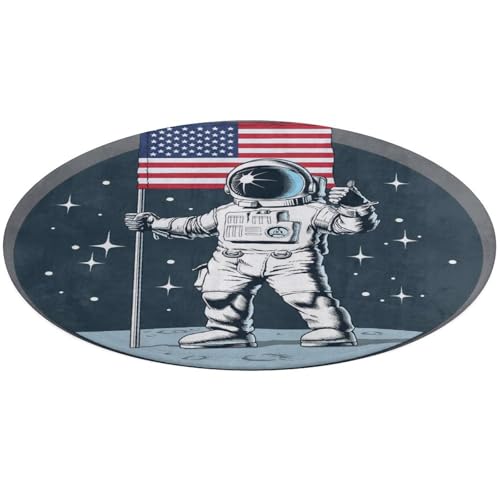 23,6 Zoll runde Teppich-Fußmatte, rutschfeste Fußmatte für den Boden, Fußmatten für die Vordertür, Teppiche, Fußmatten für den Innen- und Außenbereich, Aufdruck „Astronaut mit amerikanischer Flagge au 23,6 Zoll runde Teppich-Fußmatte, rutschfeste Fußmatte für den Boden, Fußmatten für die Vordertür, Teppiche, Fußmatten für den Innen- und Außenbereich, Aufdruck „Astronaut mit amerikanischer Flagge au von Anceky