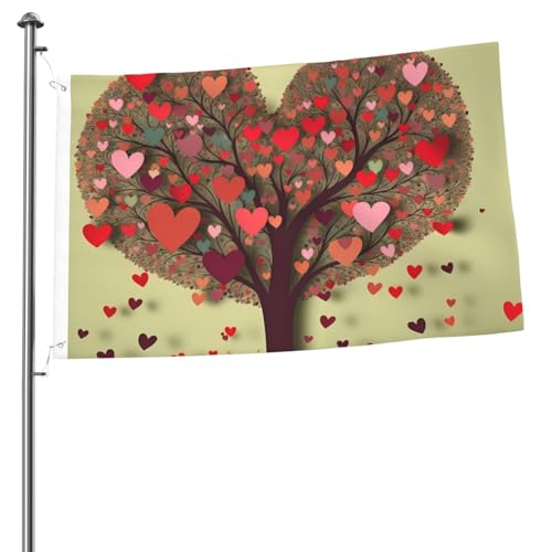 2x3 Fuß Flaggen, doppelseitige Flagge für draußen, Herz, Baum3, lustige Willkommensbanner für Garten und Hof, für Zuhause, Garten, Hof, Rasen, Dekoration für drinnen und draußen, Flaggen, Urlaubsbanne von Anceky