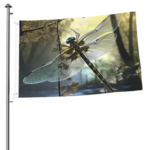 2x3 Fuß Flaggen Doppelseitige Flagge Außen Libellen Lustige Willkommens-Garten-Hof-Banner für Hausgarten-Hof-Rasen Innen-/Außendekor-Flaggen Feiertags-Banner-Schild von Anceky