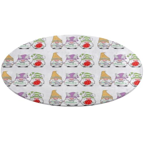 31,4 Zoll runde Teppich-Fußmatte, rutschfeste Fußmatte für den Boden, Fußmatten für die Vordertür, Teppiche, Fußmatten für den Außen- oder Innenbereich, Aufdruck „Skandinavische Weihnachtszwerge, Oste von Anceky