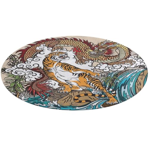 31,4 Zoll runde Teppich-Fußmatte, rutschfeste Fußmatte für den Boden, Fußmatten für die Vordertür, Teppiche, Fußmatten für den Innen- und Außenbereich, Aufdruck „Chinesischer Drache gegen Tiger-Wasser 31,4 Zoll runde Teppich-Fußmatte, rutschfeste Fußmatte für den Boden, Fußmatten für die Vordertür, Teppiche, Fußmatten für den Innen- und Außenbereich, Aufdruck „Chinesischer Drache gegen Tiger-Wasser von Anceky