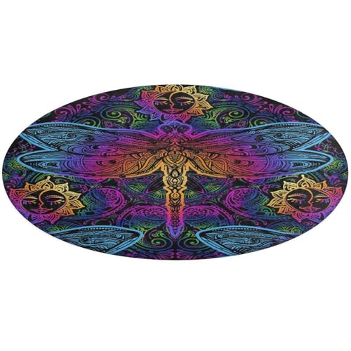 31,4 Zoll runde Teppich-Fußmatte, rutschfeste Fußmatte für den Boden, Fußmatten für die Vordertür, Teppiche, Fußmatten für den Innen- und Außenbereich, Aufdruck Mandala Libelle Sonnenblume Blau Rosa F 31,4 Zoll runde Teppich-Fußmatte, rutschfeste Fußmatte für den Boden, Fußmatten für die Vordertür, Teppiche, Fußmatten für den Innen- und Außenbereich, Aufdruck Mandala Libelle Sonnenblume Blau Rosa F von Anceky