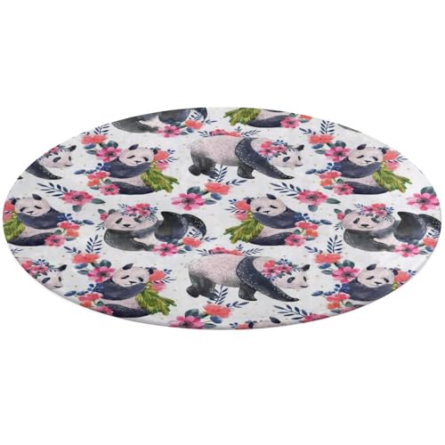 31,4 Zoll runde Teppich-Fußmatte, rutschfeste Fußmatte für den Boden, Fußmatten für die Vordertür, Teppiche, Fußmatten für den Innen- und Außenbereich, Aufdruck: Panda mit Blumen, Blättern, nahtlos au 31,4 Zoll runde Teppich-Fußmatte, rutschfeste Fußmatte für den Boden, Fußmatten für die Vordertür, Teppiche, Fußmatten für den Innen- und Außenbereich, Aufdruck: Panda mit Blumen, Blättern, nahtlos au von Anceky