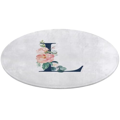 31,4 Zoll runde Teppich-Fußmatte, rutschfeste Fußmatte für den Boden, Fußmatten für die Vordertür, Teppiche, Fußmatten für den Innen- und Außenbereich, Bedruckt mit floralem Alphabet und Monogramm in 31,4 Zoll runde Teppich-Fußmatte, rutschfeste Fußmatte für den Boden, Fußmatten für die Vordertür, Teppiche, Fußmatten für den Innen- und Außenbereich, Bedruckt mit floralem Alphabet und Monogramm in von Anceky