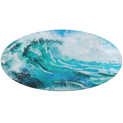 31,4 Zoll runde Teppich-Fußmatte, rutschfeste Fußmatte für den Boden, Fußmatten für die Vordertür, Teppiche, Fußmatten für den Innen- und Außenbereich, Druck Aquarell Meereswellen Malerei Türkis Meerw 31,4 Zoll runde Teppich-Fußmatte, rutschfeste Fußmatte für den Boden, Fußmatten für die Vordertür, Teppiche, Fußmatten für den Innen- und Außenbereich, Druck Aquarell Meereswellen Malerei Türkis Meerw von Anceky