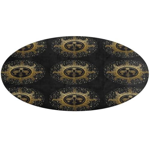 35,4 Zoll runde Teppich-Fußmatte, rutschfeste Fußmatte für den Boden, Fußmatten für die Vordertür, Teppiche, Fußmatten für den Innen- und Außenbereich, Aufdruck: Handgezeichnetes goldenes Gesicht der 35,4 Zoll runde Teppich-Fußmatte, rutschfeste Fußmatte für den Boden, Fußmatten für die Vordertür, Teppiche, Fußmatten für den Innen- und Außenbereich, Aufdruck: Handgezeichnetes goldenes Gesicht der von Anceky