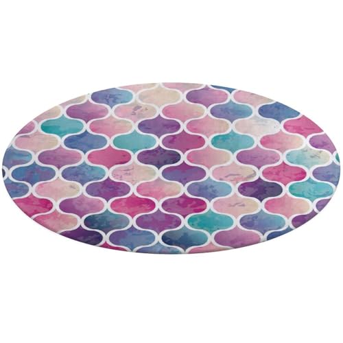 35,4 Zoll runde Teppich-Fußmatte, rutschfeste Fußmatte für den Boden, Fußmatten für die Vordertür, Teppiche, Fußmatten für den Innen- und Außenbereich, bedruckt mit bunten marokkanischen Fliesen, Aqua 35,4 Zoll runde Teppich-Fußmatte, rutschfeste Fußmatte für den Boden, Fußmatten für die Vordertür, Teppiche, Fußmatten für den Innen- und Außenbereich, bedruckt mit bunten marokkanischen Fliesen, Aqua von Anceky