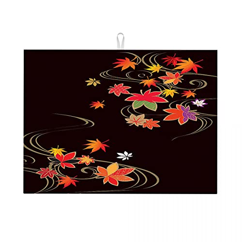 Abtropfmatte mit Herbstlaub-Illustration, künstlerische Abtropfmatte aus Silikon, schnelltrocknend, klein, 40,6 x 45,7 cm Abtropfmatte mit Herbstlaub-Illustration, künstlerische Abtropfmatte aus Silikon, schnelltrocknend, klein, 40,6 x 45,7 cm von Anceky