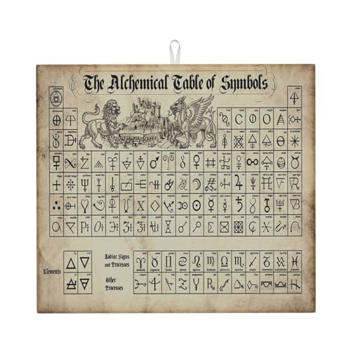 Abtropfmatte mit dem alchemistischen Symbol-Tisch, 40,6 x 45,7 cm, saugfähiger Mikrofaser-Tischschutz für die Küchenarbeitsplatte, Mehrzweck-Abtropfunterlage für die Arbeitsplatte und die Spüle, Schwa von Anceky